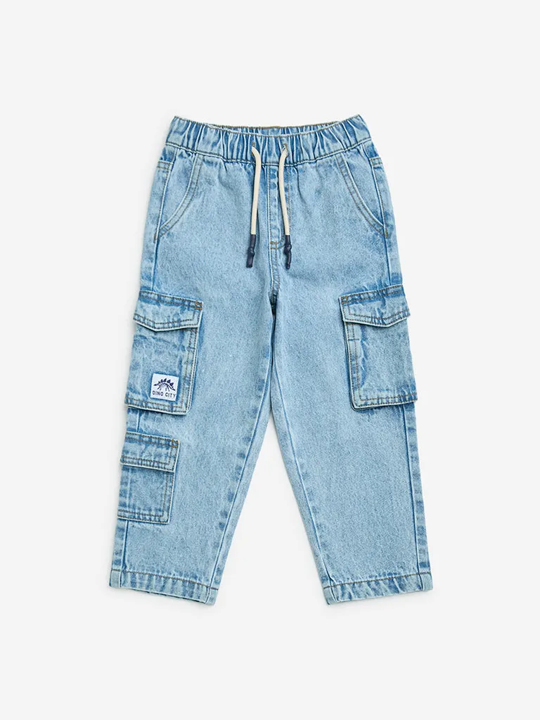 HOP Kids Light Blue Straight - Fit Mid - Rise Jeans