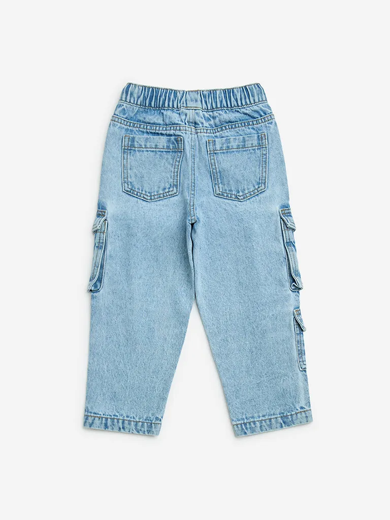 HOP Kids Light Blue Straight - Fit Mid - Rise Jeans