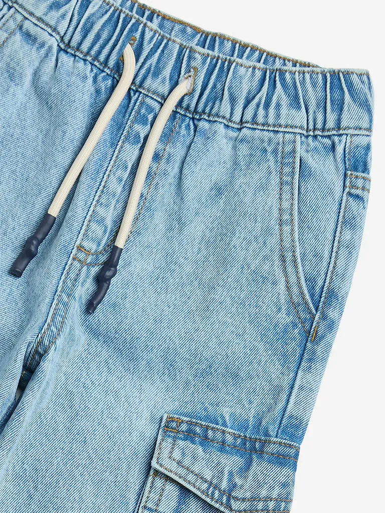 HOP Kids Light Blue Straight - Fit Mid - Rise Jeans