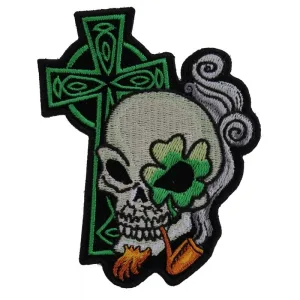 Irish Skull Cross Smoking Pipe Small Patch