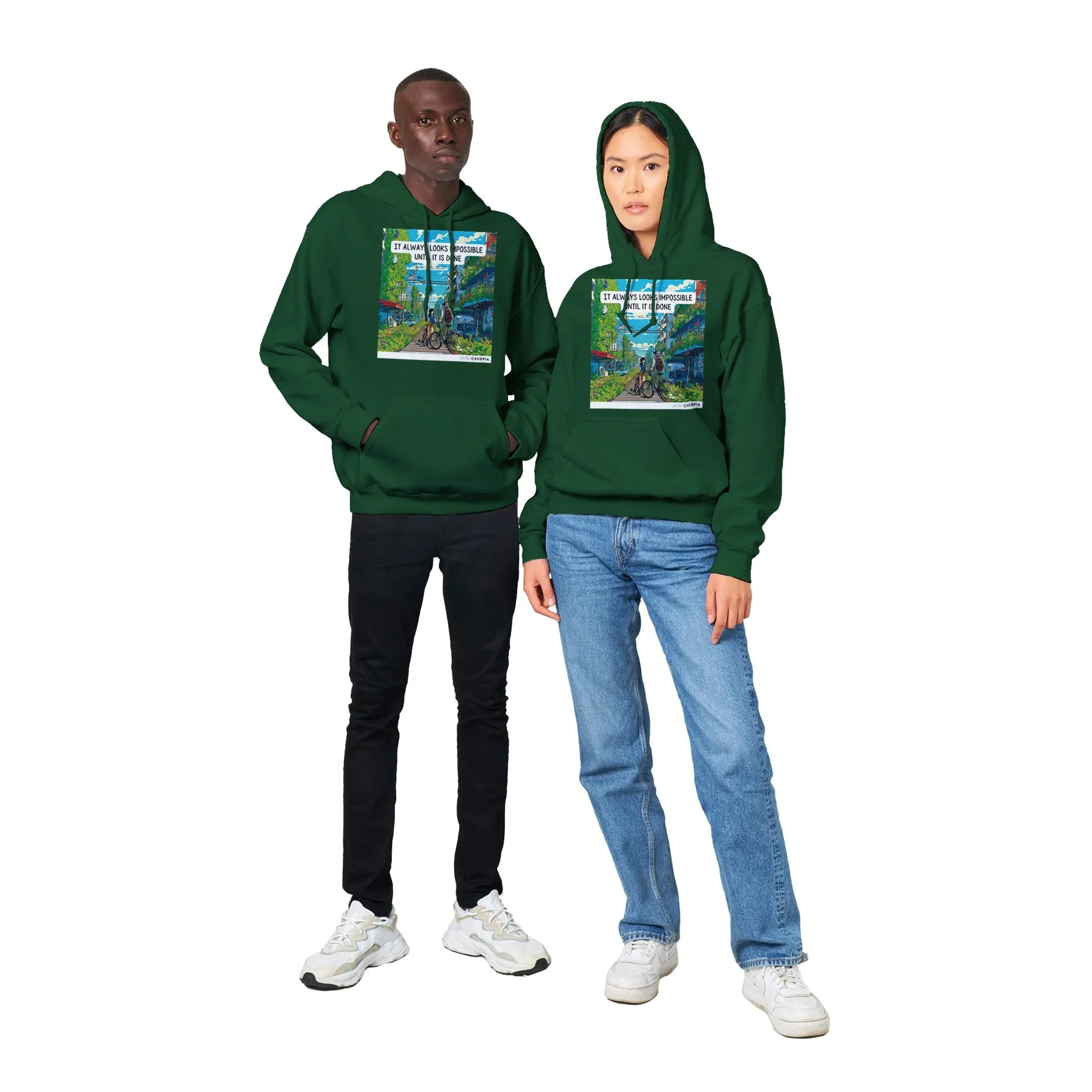 It Always Looks Impossible Until It Is Done • Classic Unisex Pullover Hoodie | White   Colors