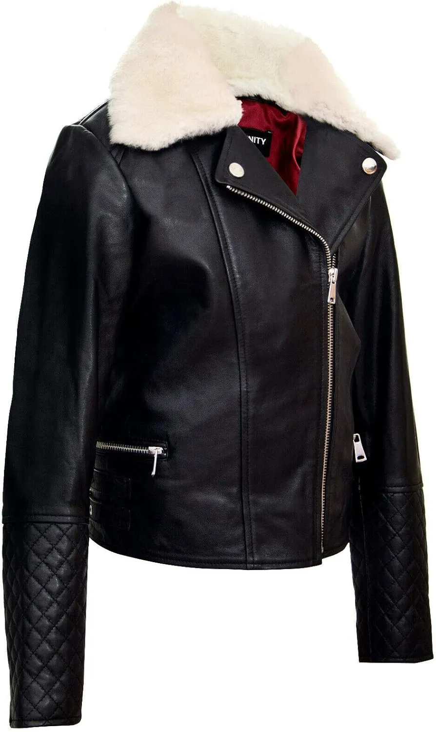 Kids Jackets Girls Designer's 100% Leather Jacket Zip Up Biker Coats (1-13Years)