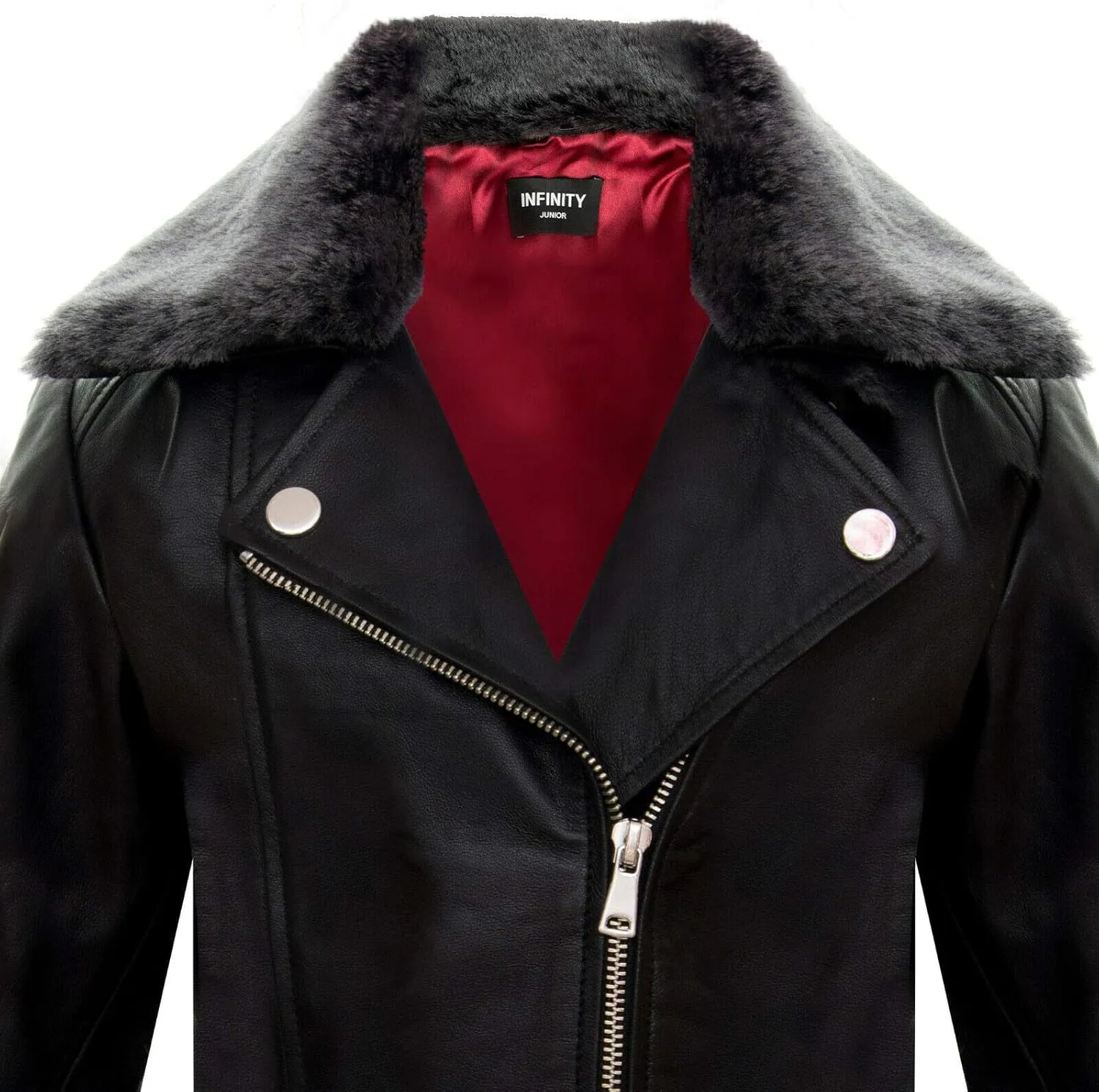 Kids Jackets Girls Designer's 100% Leather Jacket Zip Up Biker Coats (1-13Years)