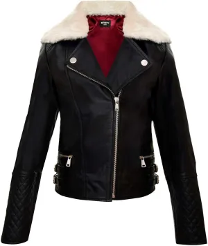 Kids Jackets Girls Designer's 100% Leather Jacket Zip Up Biker Coats (1-13Years)