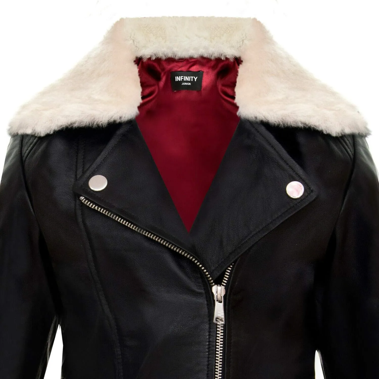 Kids Jackets Girls Designer's 100% Leather Jacket Zip Up Biker Coats (1-13Years)