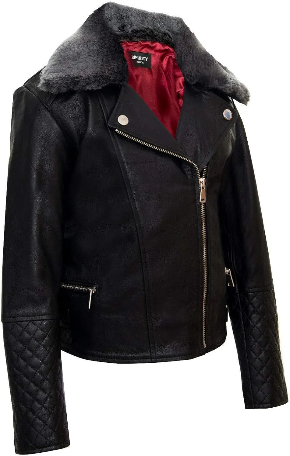 Kids Jackets Girls Designer's 100% Leather Jacket Zip Up Biker Coats (1-13Years)