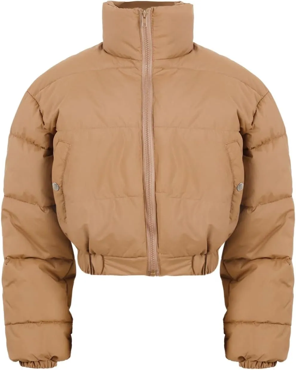 Kissonic Women's Cropped Puffer Jacket Quilted Coat Baggy Puffer Short Down Outerwear with Pockets