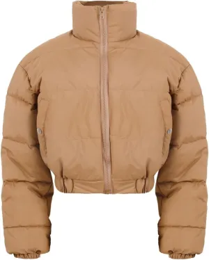 Kissonic Women's Cropped Puffer Jacket Quilted Coat Baggy Puffer Short Down Outerwear with Pockets
