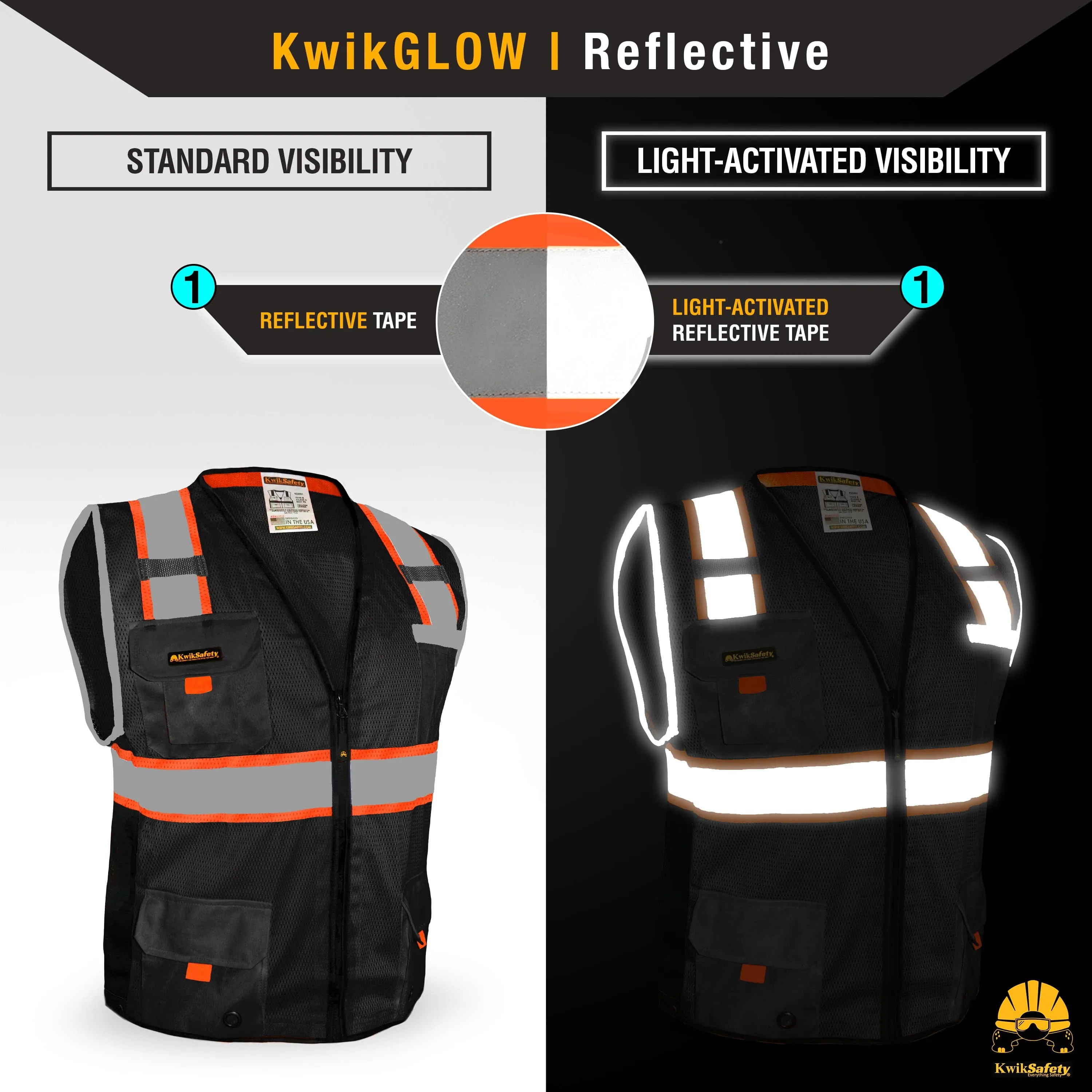 KwikSafety UNDERBOSS Safety Vest (11 POCKETS) Premium ANSI Class Unrated PPE Construction Industrial Work Gear - Model No.: KS3301UB