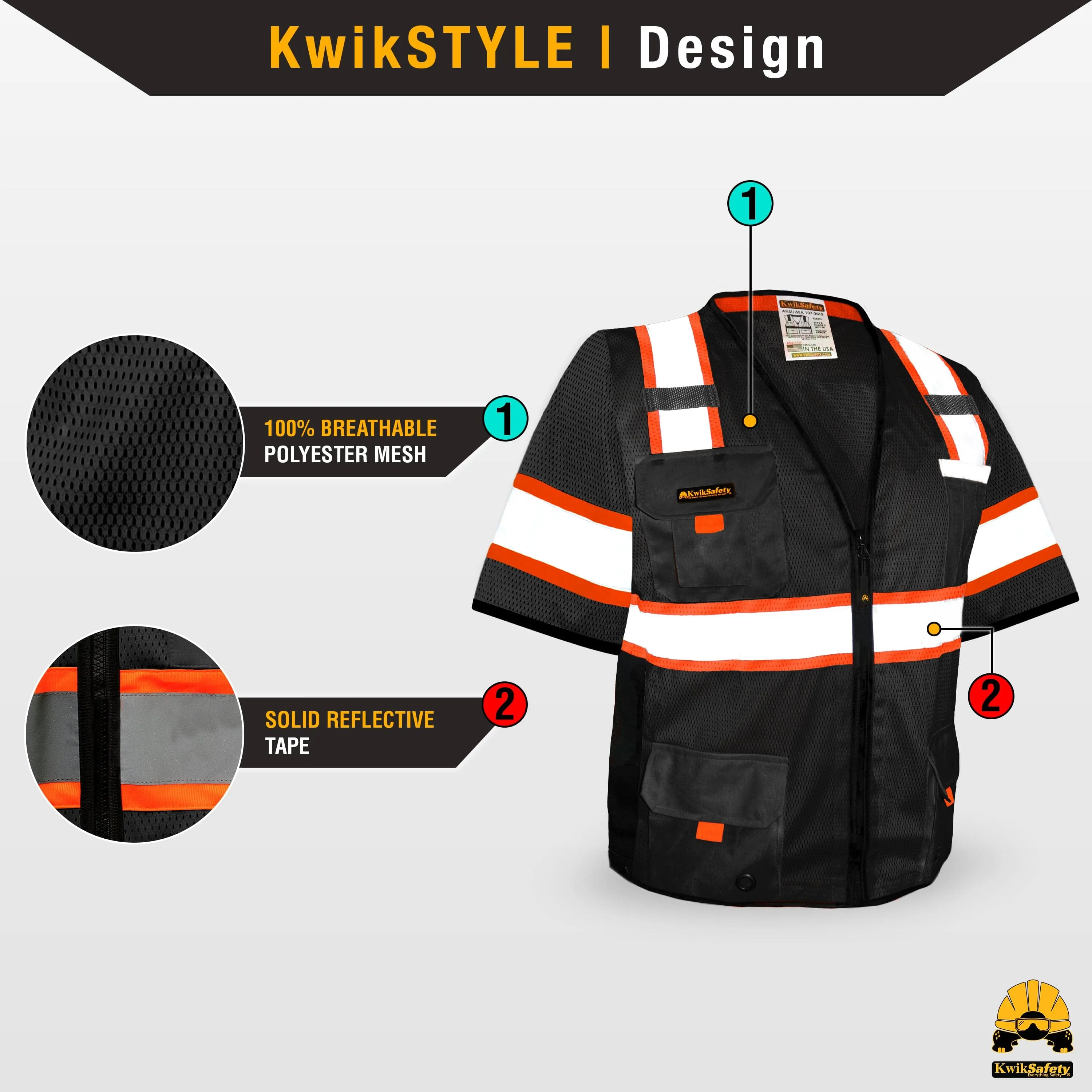 KwikSafety UNDERBOSS Safety Vest with Sleeves (11 POCKETS) Premium ANSI Class Unrated PPE Construction Industrial Work Gear - Model No.: KS3301UBS