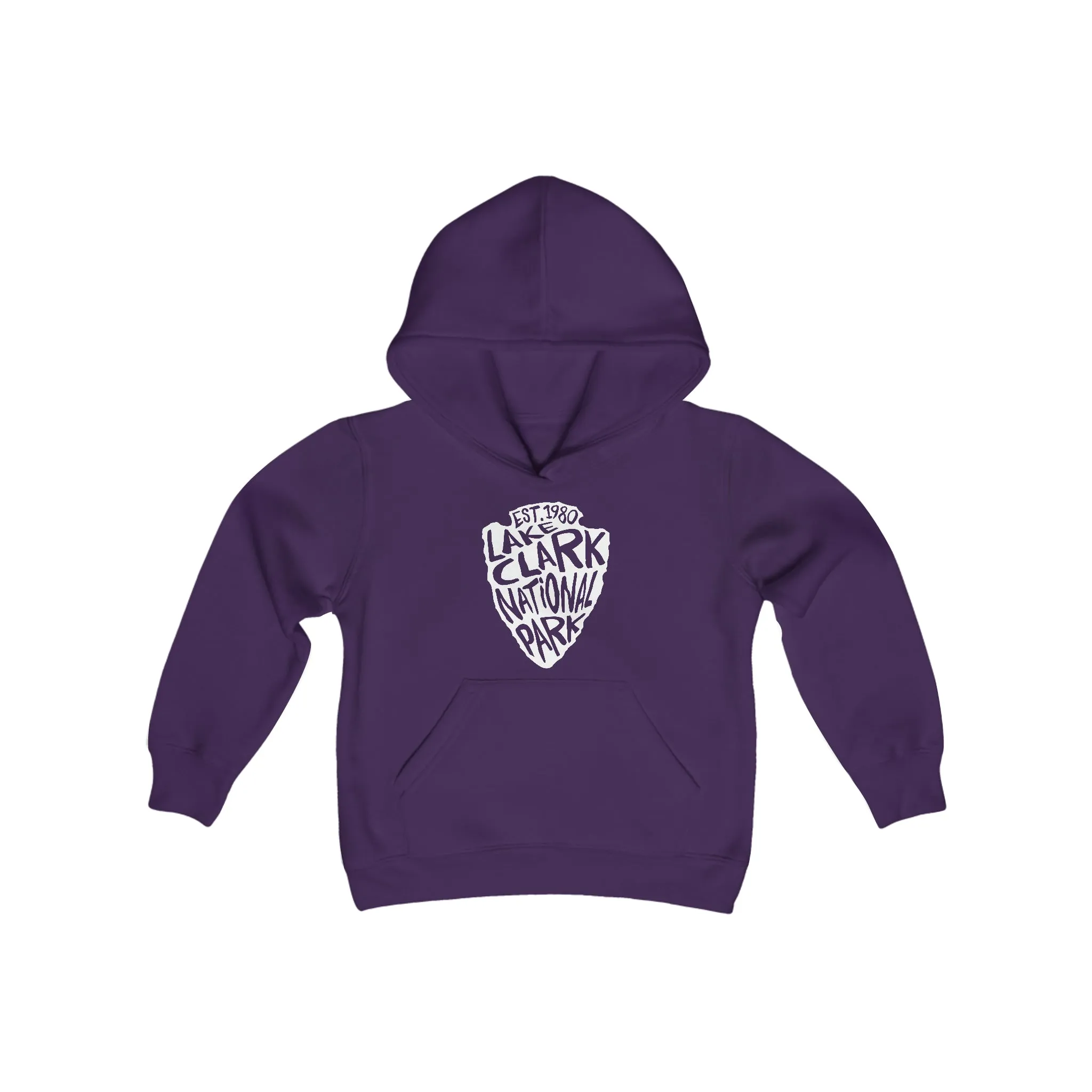 Lake Clark National Park Kids Hoodie - Arrowhead Chunky Text