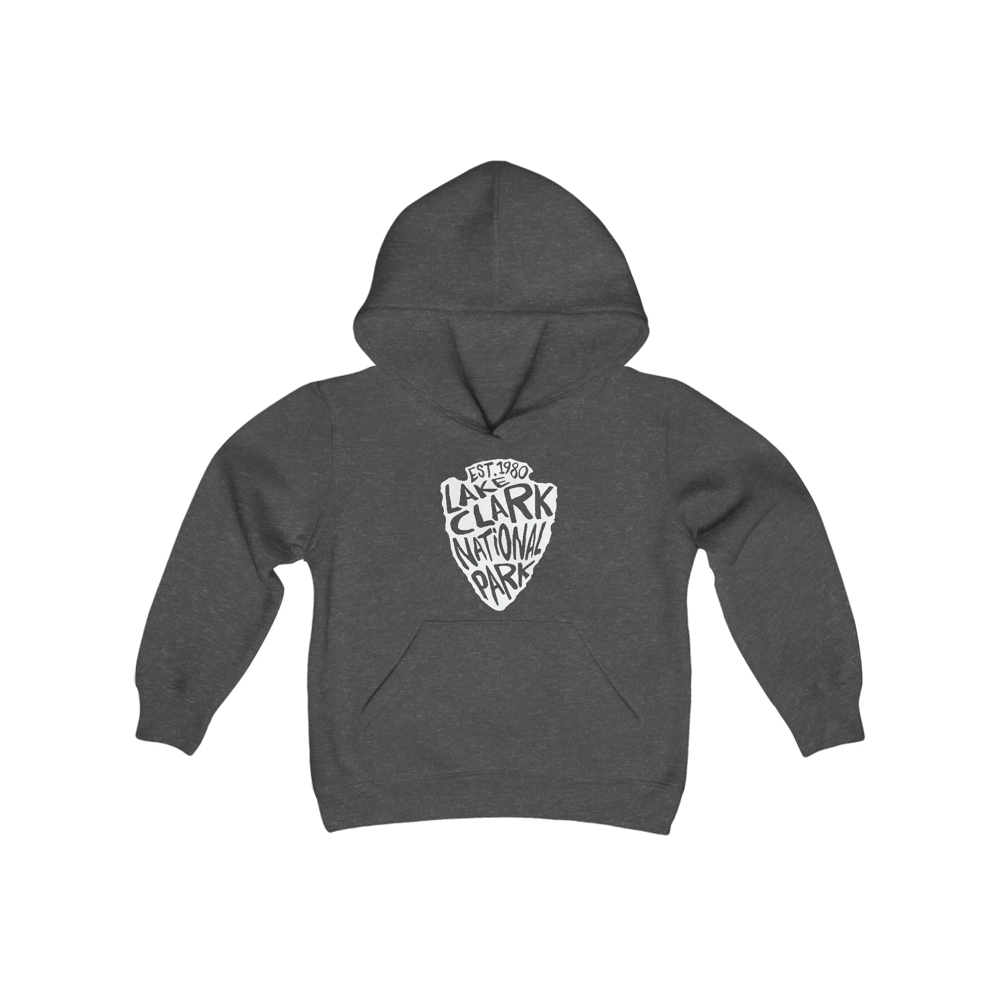 Lake Clark National Park Kids Hoodie - Arrowhead Chunky Text