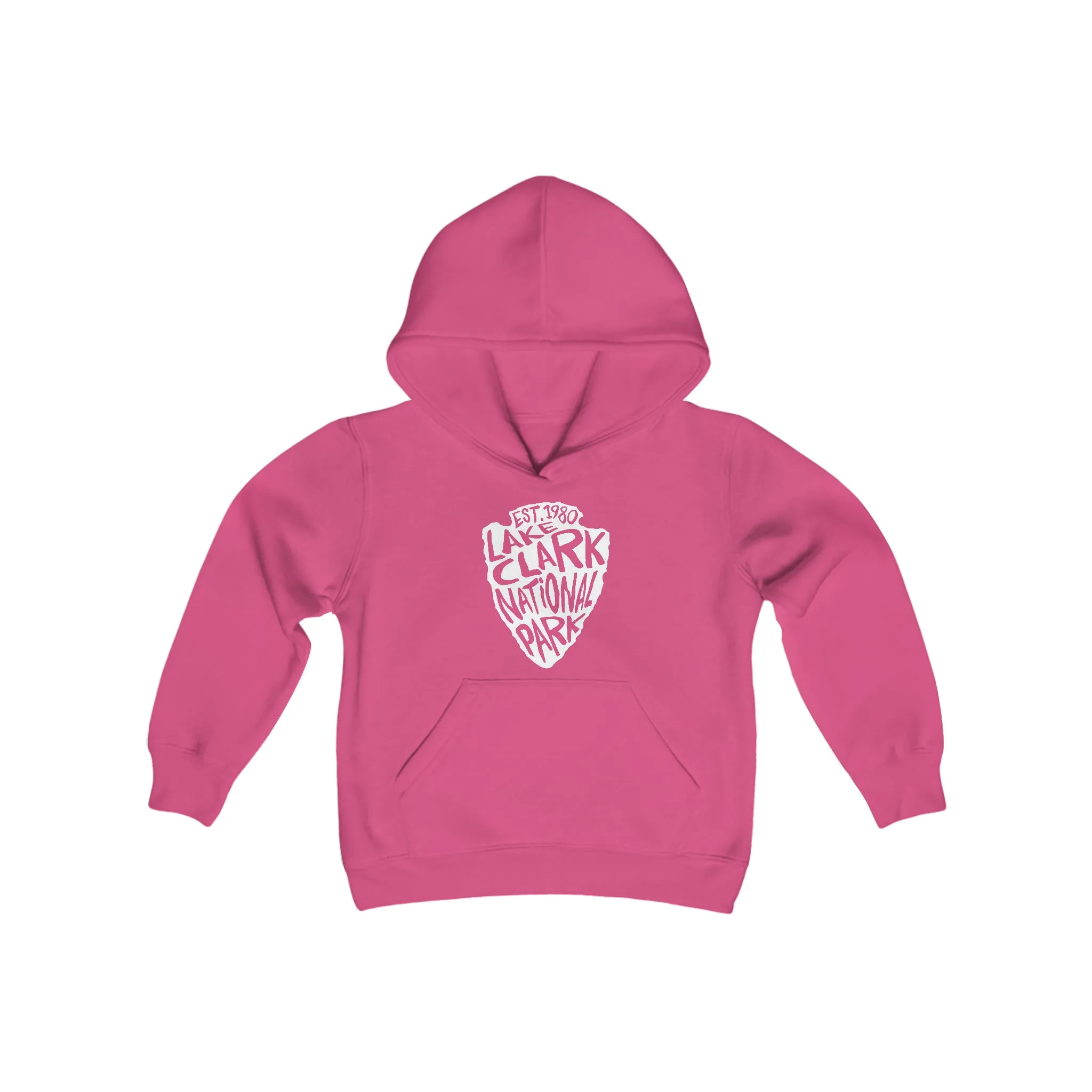 Lake Clark National Park Kids Hoodie - Arrowhead Chunky Text
