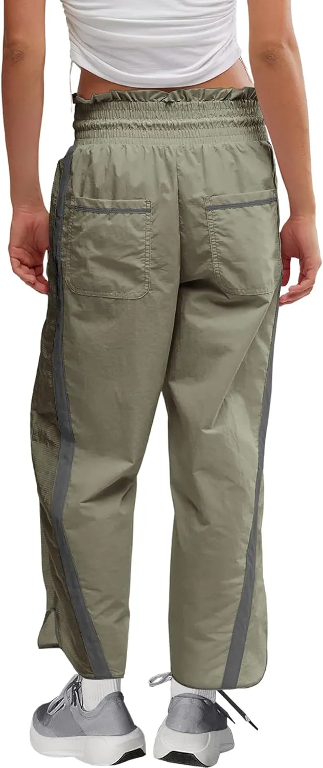 LAMISSCHE Womens Hiking Pants High Waisted Wide Leg Cargo Pants Quick Dry Water Resistant Track Pants with Pockets
