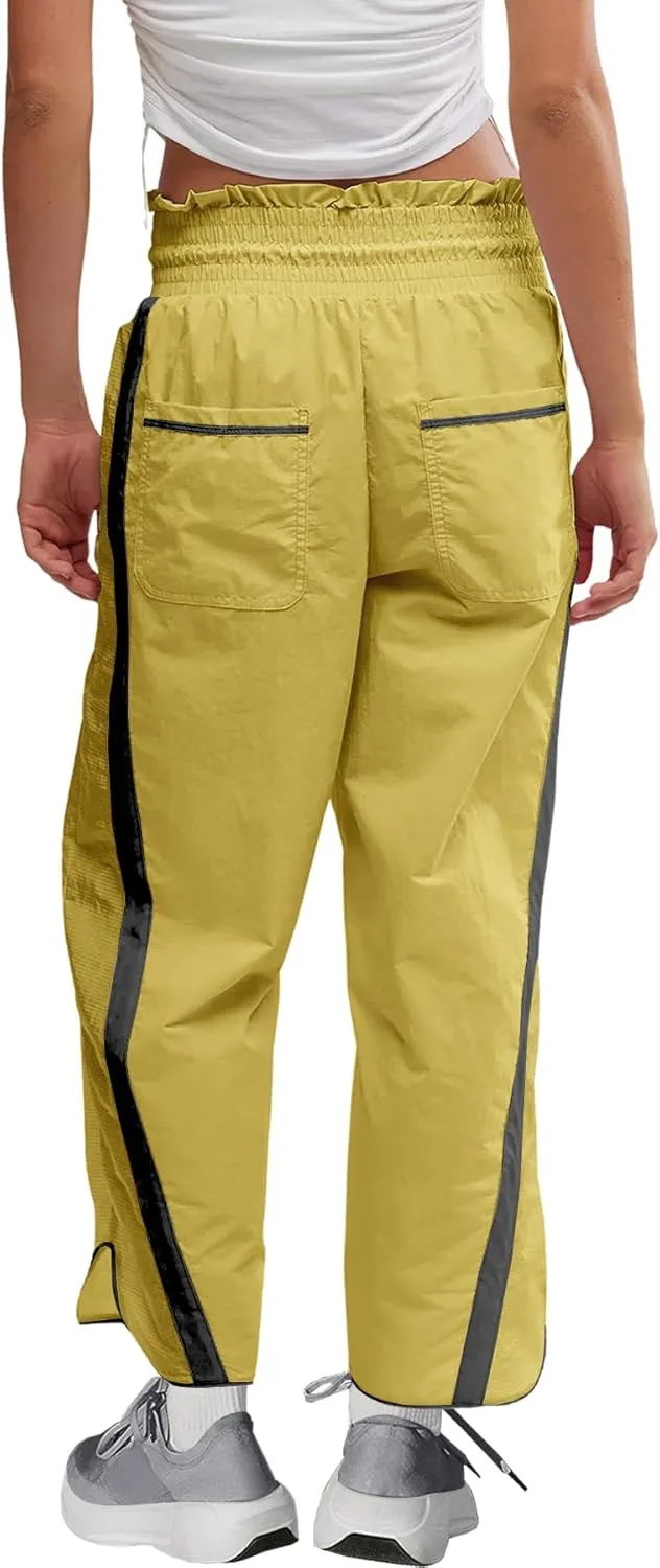 LAMISSCHE Womens Hiking Pants High Waisted Wide Leg Cargo Pants Quick Dry Water Resistant Track Pants with Pockets