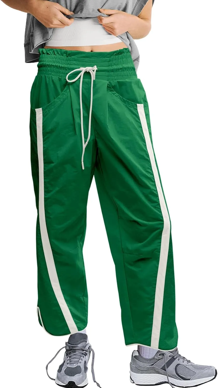 LAMISSCHE Womens Hiking Pants High Waisted Wide Leg Cargo Pants Quick Dry Water Resistant Track Pants with Pockets