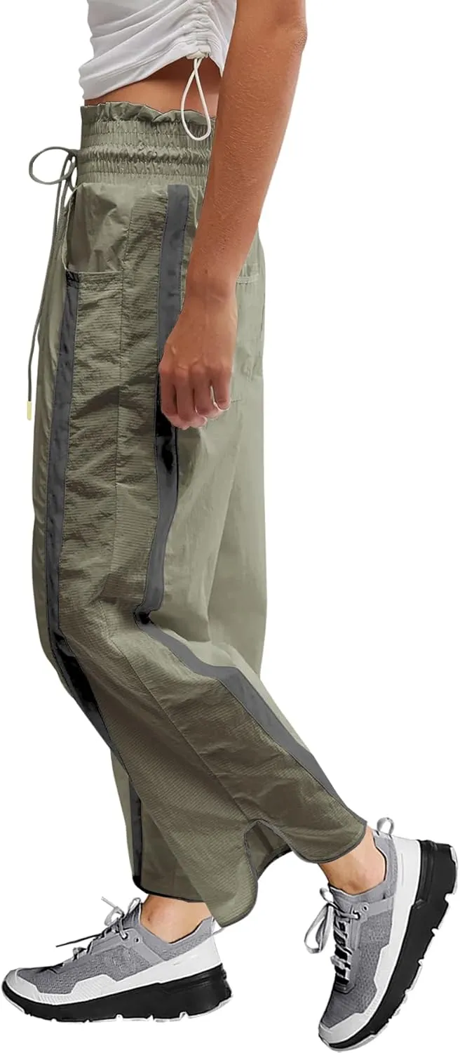 LAMISSCHE Womens Hiking Pants High Waisted Wide Leg Cargo Pants Quick Dry Water Resistant Track Pants with Pockets