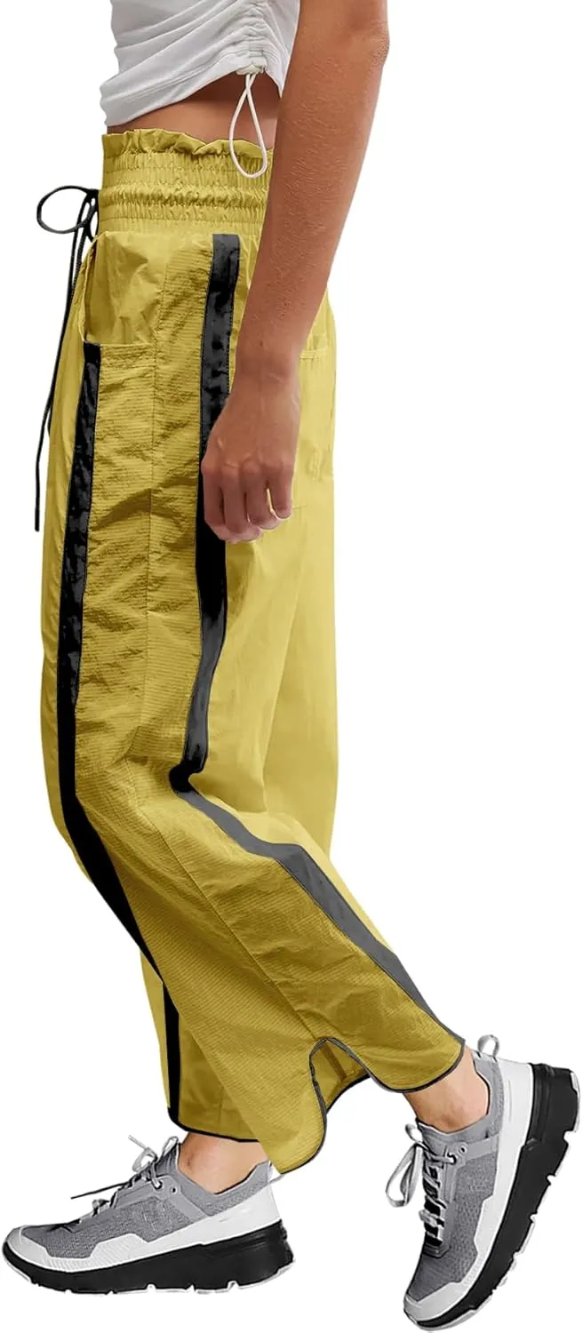 LAMISSCHE Womens Hiking Pants High Waisted Wide Leg Cargo Pants Quick Dry Water Resistant Track Pants with Pockets
