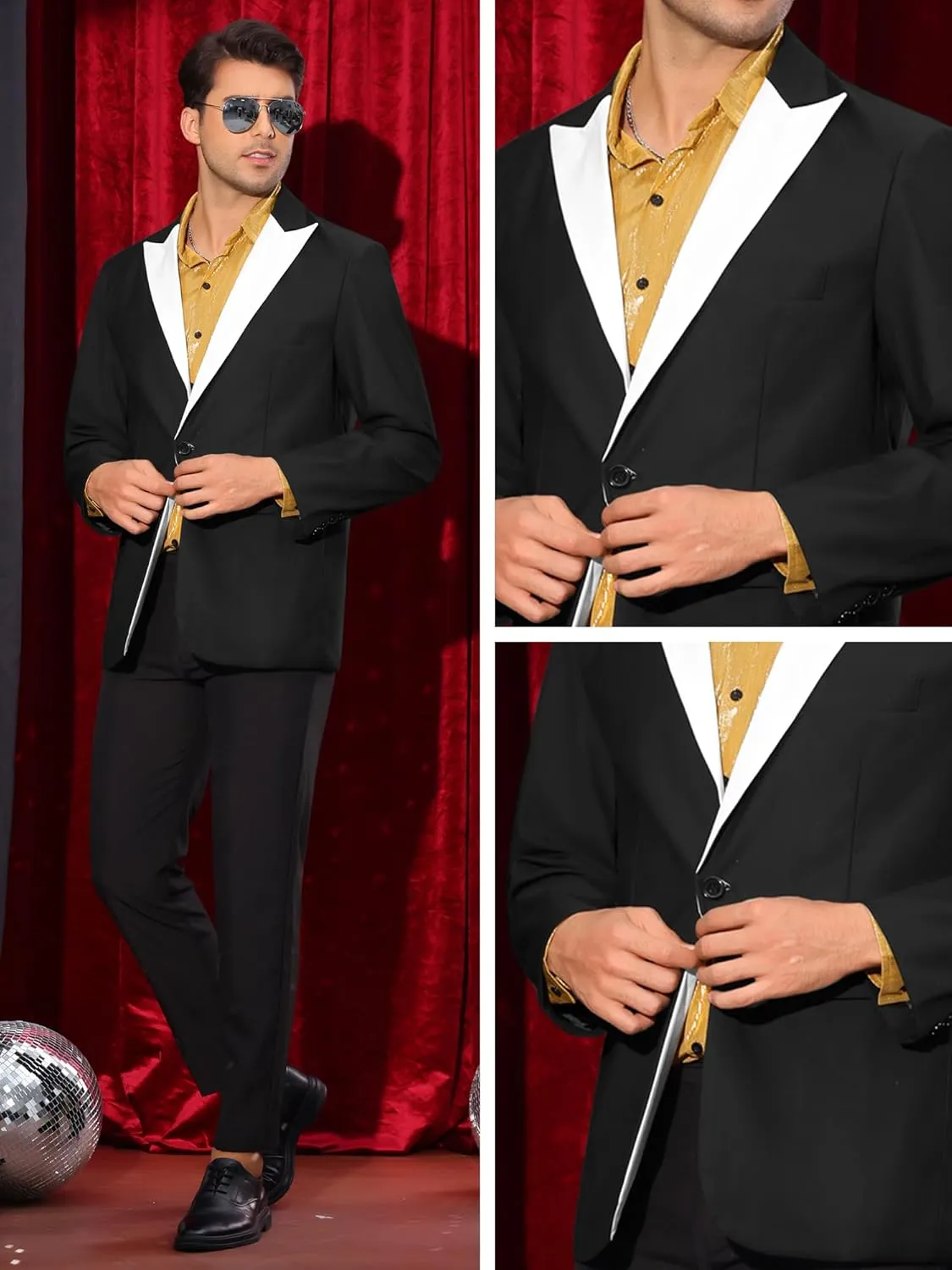 Lars Amadeus Tuxedo Jackets for Men's Peak Lapel Blazers Classic Single Breasted Sports Coats Suit Jackets