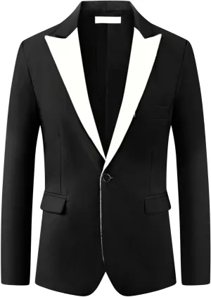 Lars Amadeus Tuxedo Jackets for Men's Peak Lapel Blazers Classic Single Breasted Sports Coats Suit Jackets