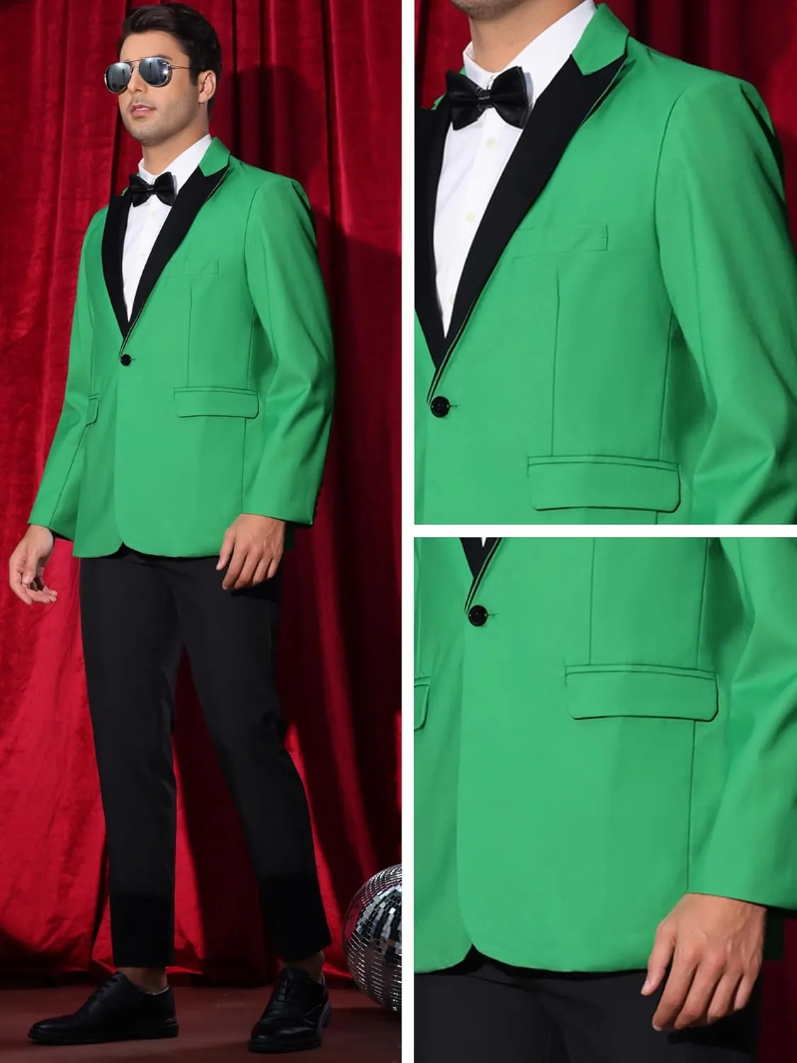 Lars Amadeus Tuxedo Jackets for Men's Peak Lapel Blazers Classic Single Breasted Sports Coats Suit Jackets