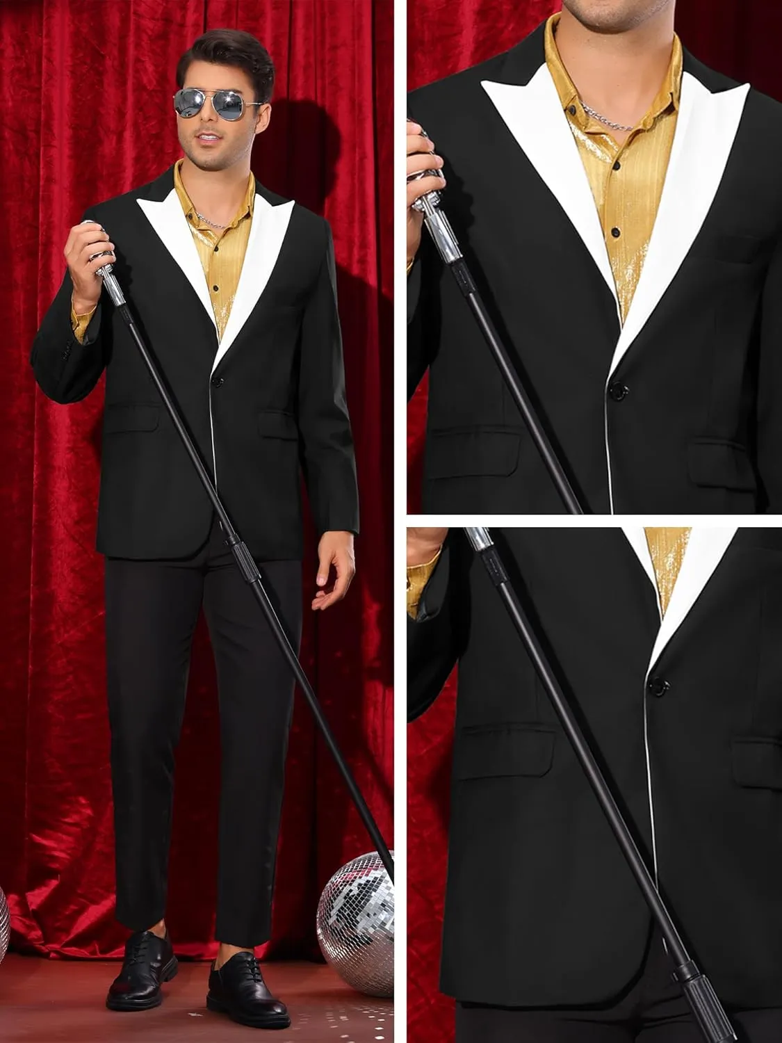 Lars Amadeus Tuxedo Jackets for Men's Peak Lapel Blazers Classic Single Breasted Sports Coats Suit Jackets