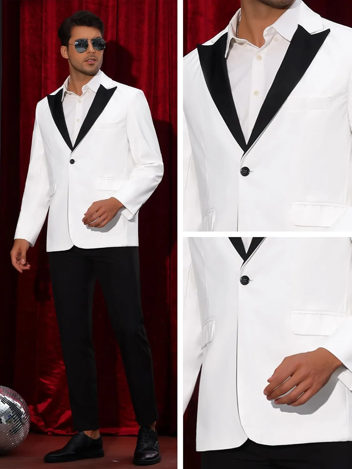Lars Amadeus Tuxedo Jackets for Men's Peak Lapel Blazers Classic Single Breasted Sports Coats Suit Jackets