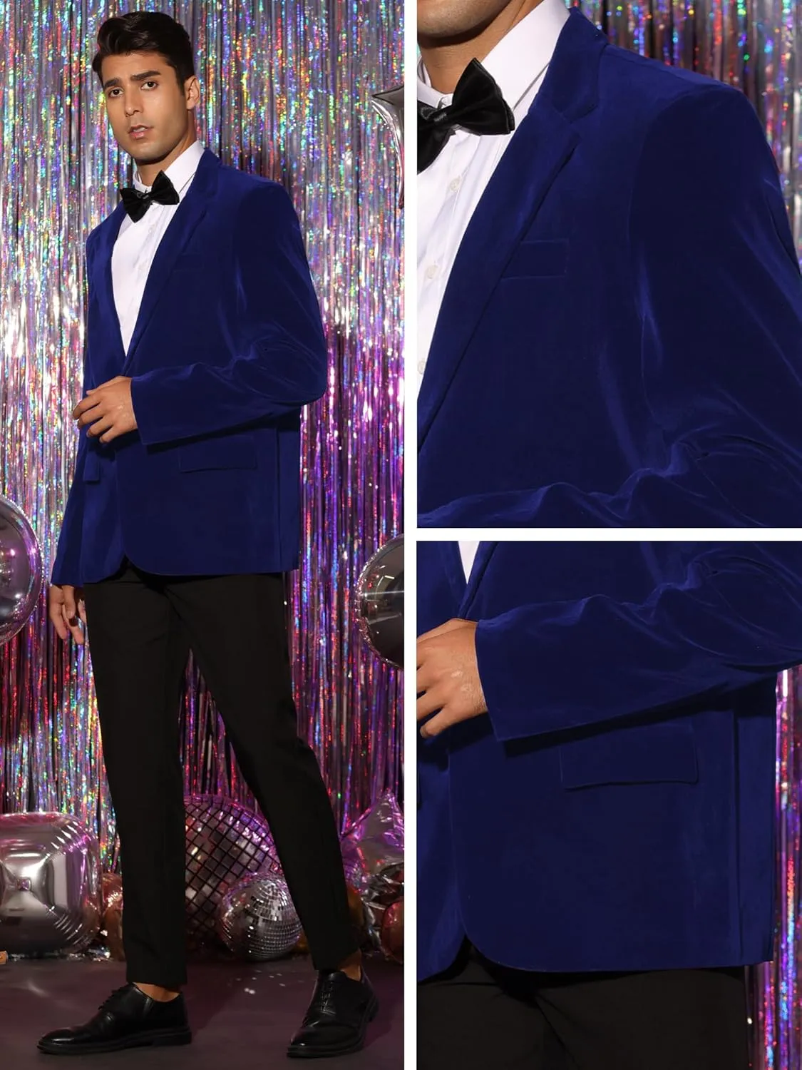 Lars Amadeus Velvet Sports Coats for Men's Notch Lapel One Button Single Breasted Formal Blazers