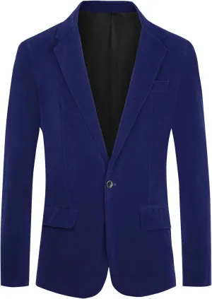 Lars Amadeus Velvet Sports Coats for Men's Notch Lapel One Button Single Breasted Formal Blazers