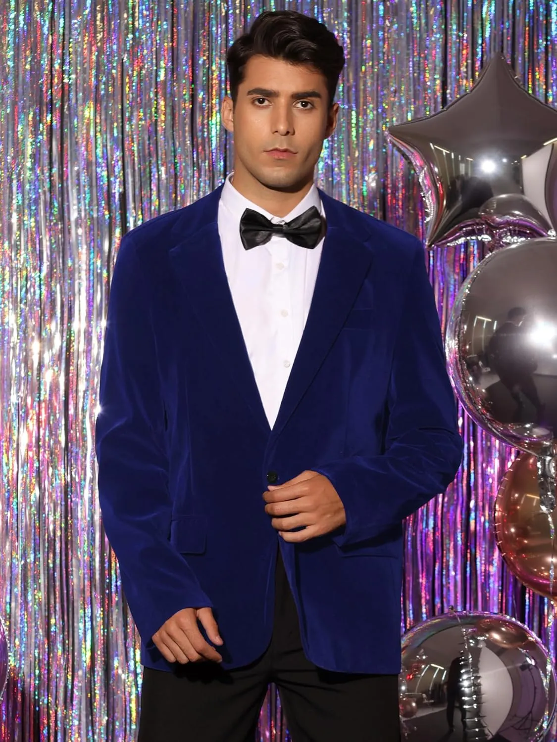 Lars Amadeus Velvet Sports Coats for Men's Notch Lapel One Button Single Breasted Formal Blazers