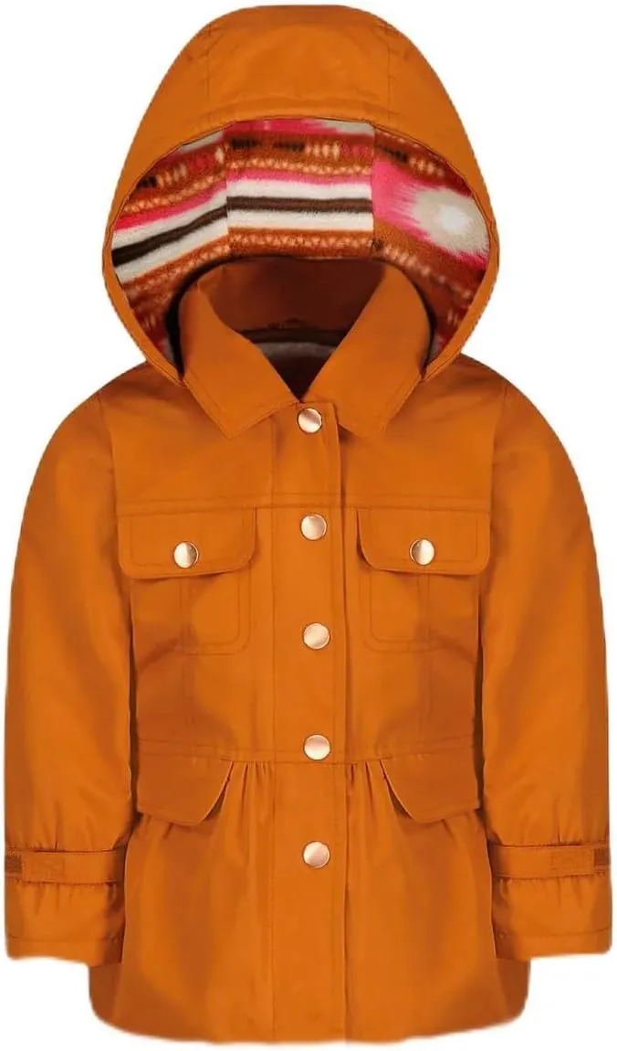LONDON FOG Girls Snap-Front Skirted Trench with Hood - Stylish and Practical Outerwear for Young Fashionistas