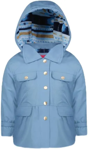 LONDON FOG Girls Snap-Front Skirted Trench with Hood - Stylish and Practical Outerwear for Young Fashionistas