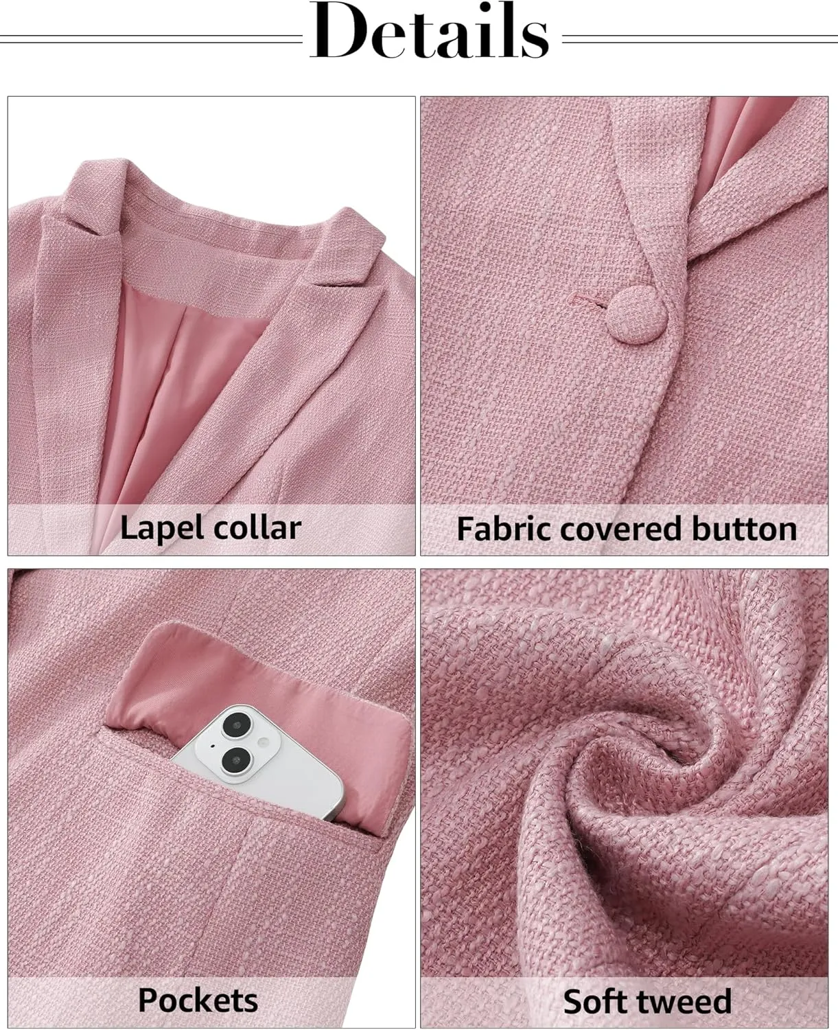 luvamia Tweed Blazers for Women Business Casual Dressy Blazer Jacket Work Suits Office Professional Outfits Long Sleeve