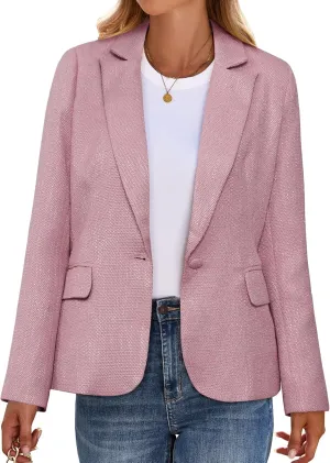 luvamia Tweed Blazers for Women Business Casual Dressy Blazer Jacket Work Suits Office Professional Outfits Long Sleeve