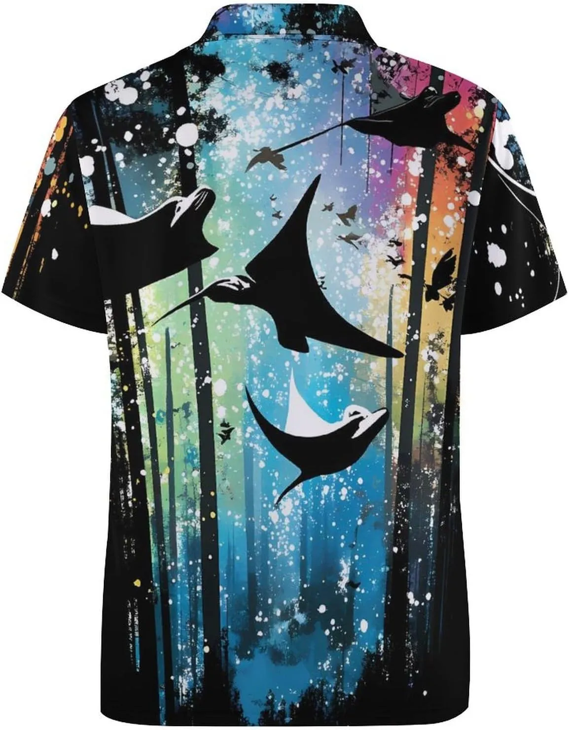 Manta Ray Forests Silhouette Mens Polo Shirts Quick Dry Short Sleeve T-shirts Slim Tennis Collared Tees Tops