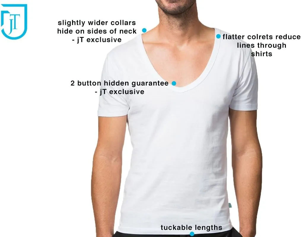 Men's Deep V-Neck Invisible Undershirts 3-Pack jT-V