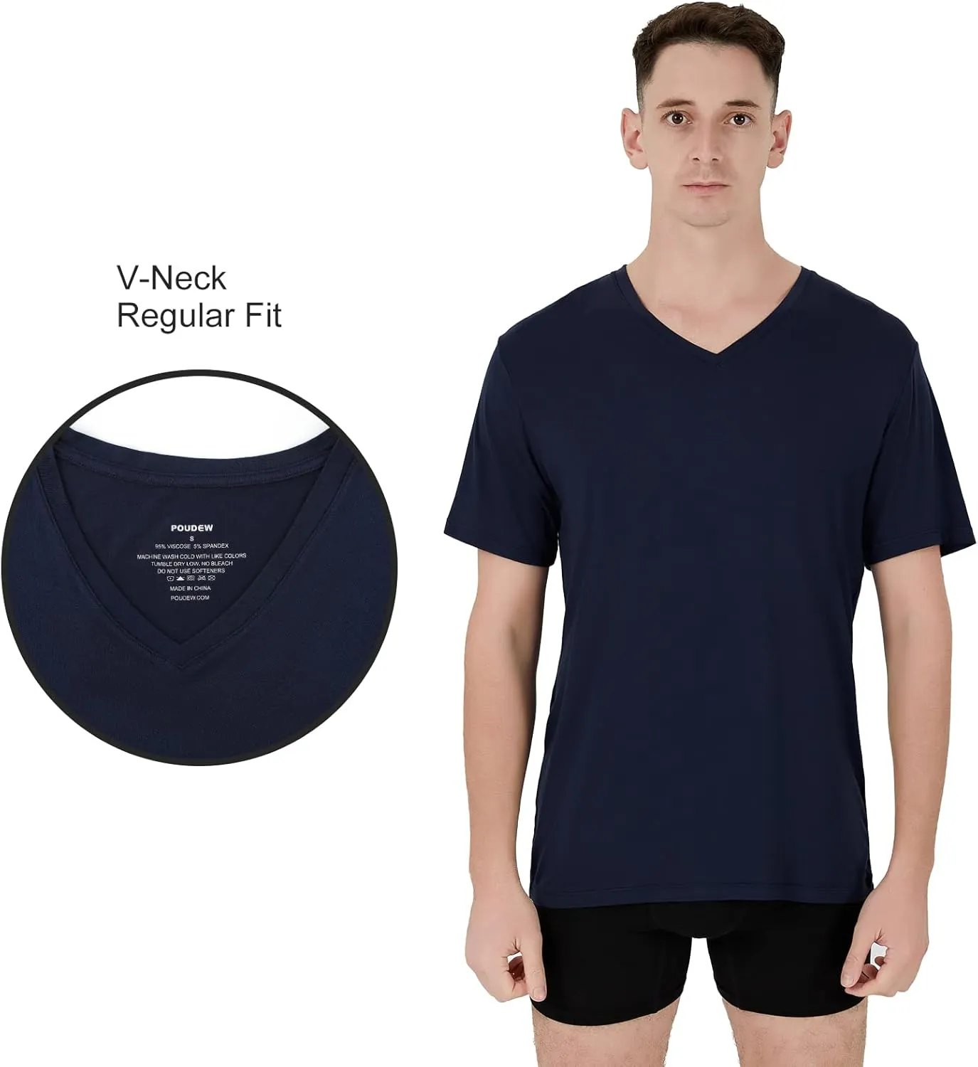 Men's Stretch Viscose Moisture-Wicking Tagless Undershirts, Pack of 3