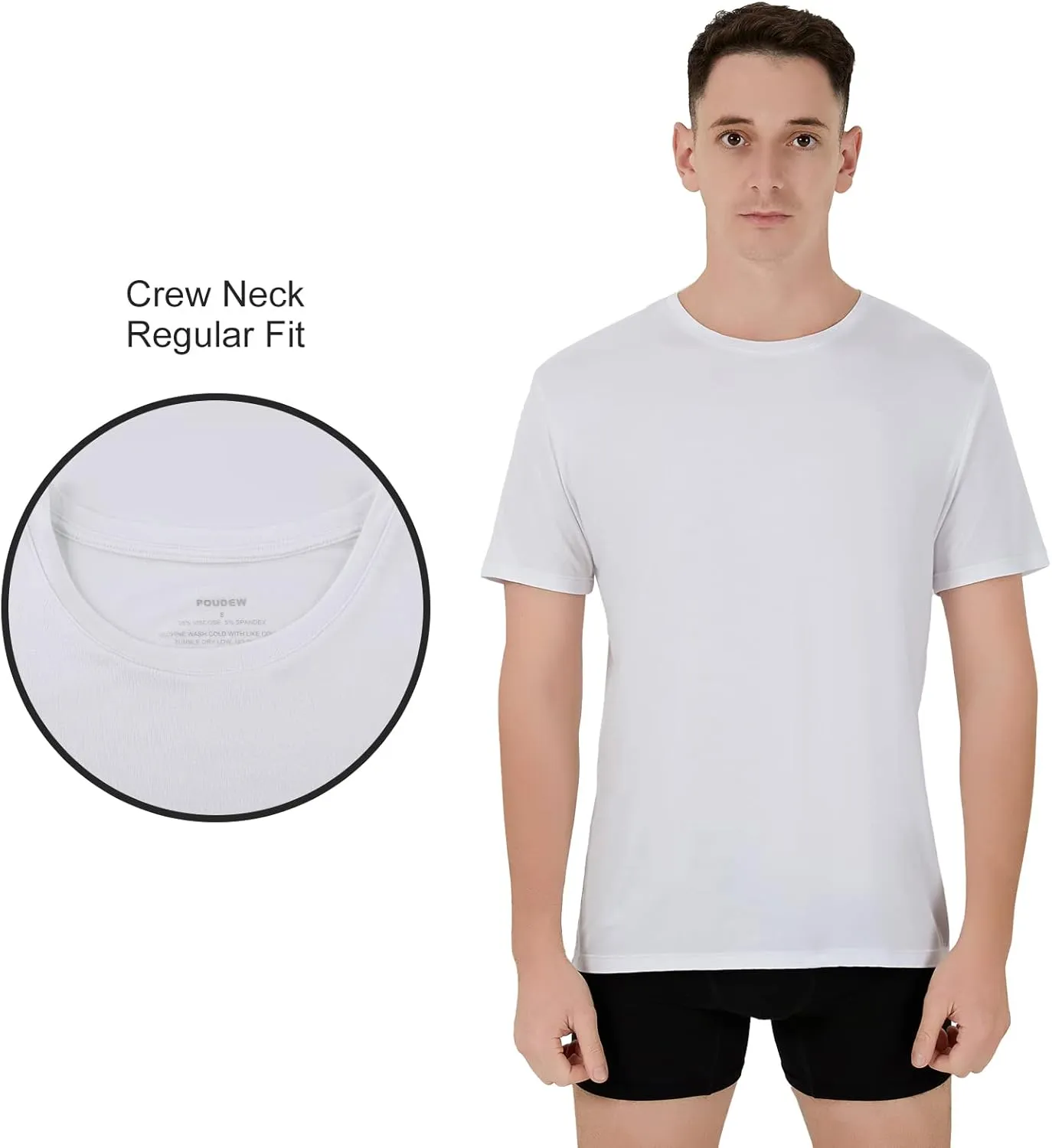 Men's Stretch Viscose Moisture-Wicking Tagless Undershirts, Pack of 3