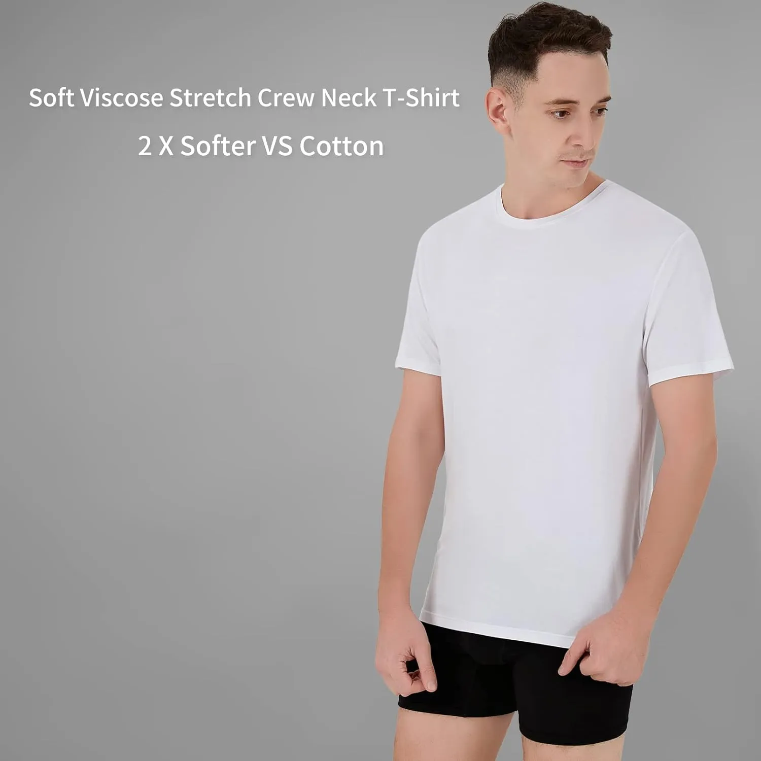 Men's Stretch Viscose Moisture-Wicking Tagless Undershirts, Pack of 3