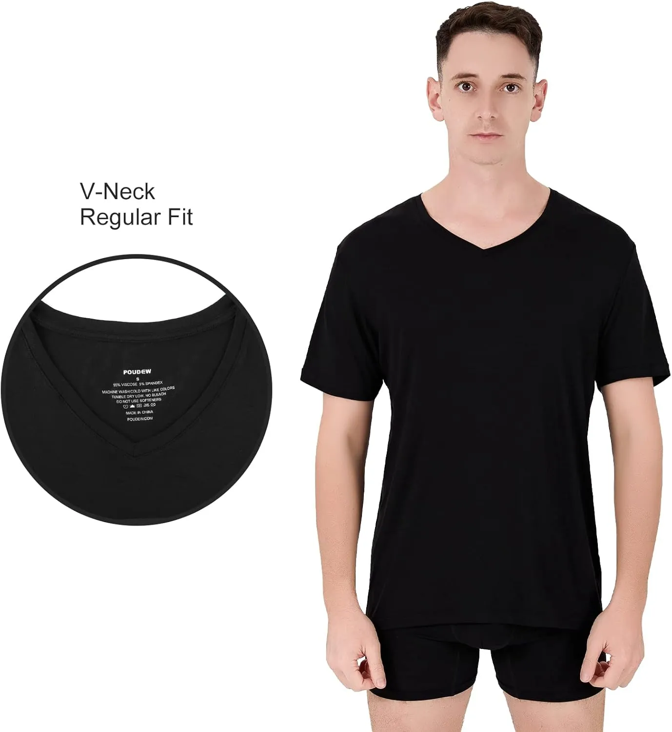 Men's Stretch Viscose Moisture-Wicking Tagless Undershirts, Pack of 3