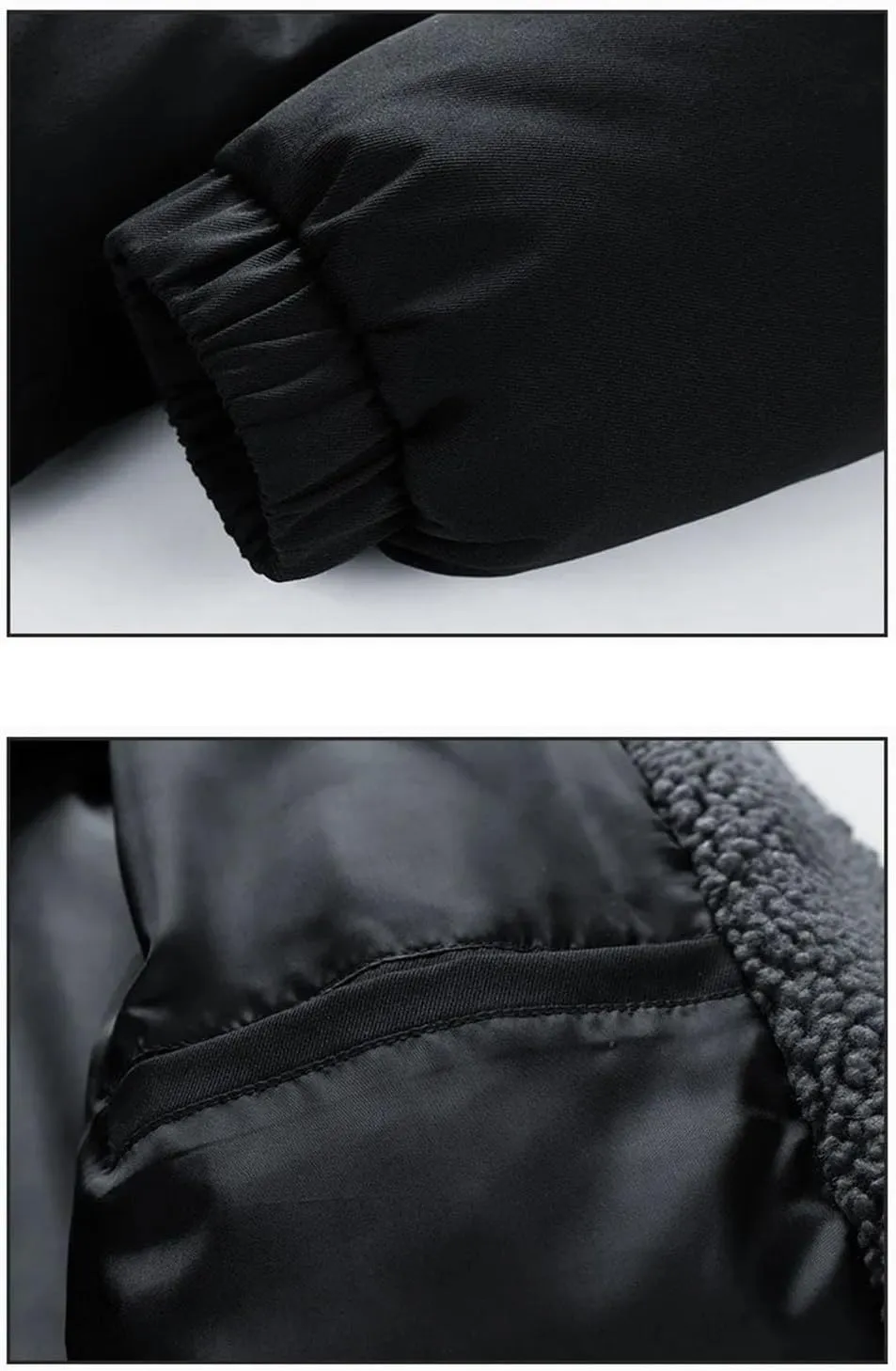 Mens Winter Trendy Fake Two-Piece Hooded Cotton-Padded Jackets Unisex Thermal Coat Couple Overcoat