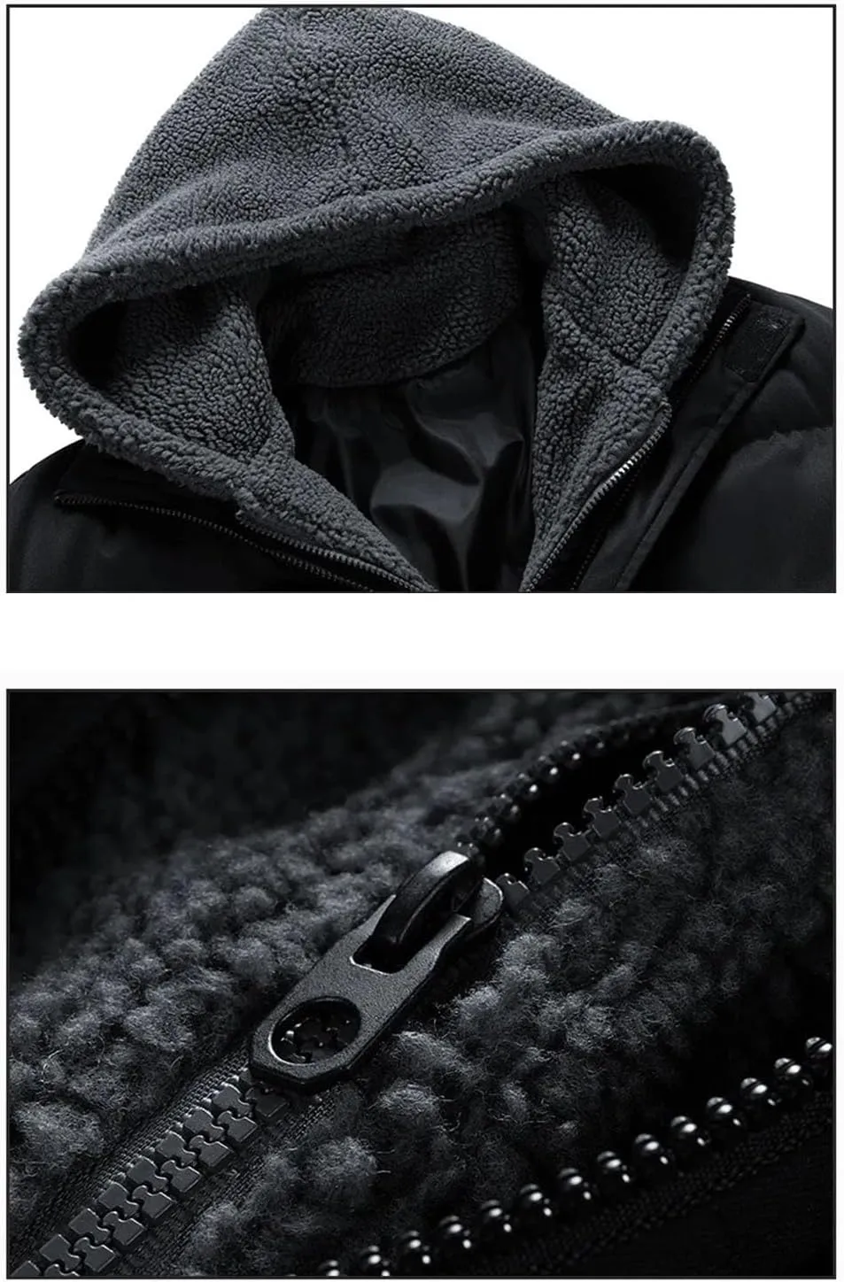 Mens Winter Trendy Fake Two-Piece Hooded Cotton-Padded Jackets Unisex Thermal Coat Couple Overcoat