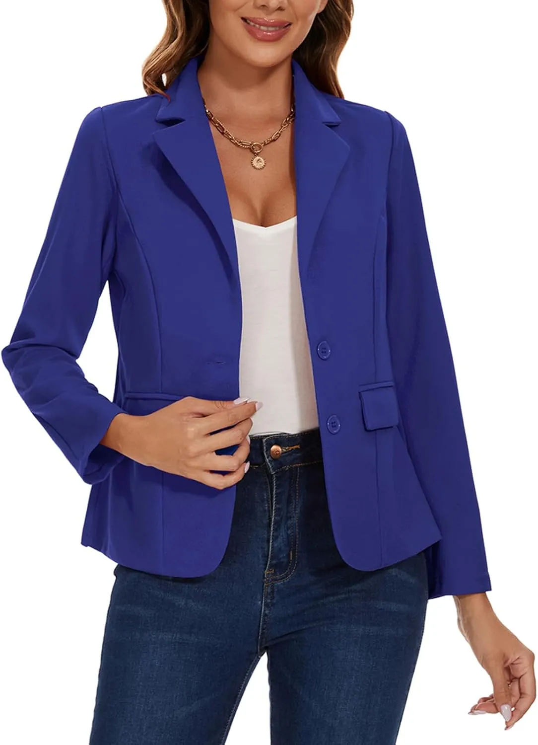 MINTLIMIT Blazers for Women Business Casual Long Sleeve Notched Lapel Button Work Office Blazers Jackets with Pockets