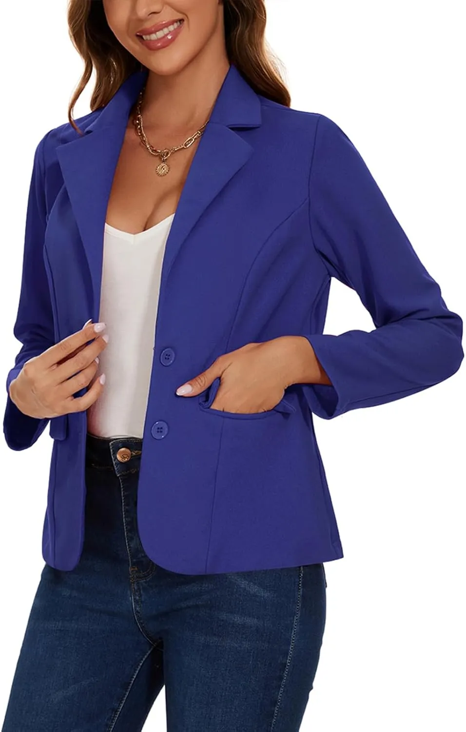MINTLIMIT Blazers for Women Business Casual Long Sleeve Notched Lapel Button Work Office Blazers Jackets with Pockets