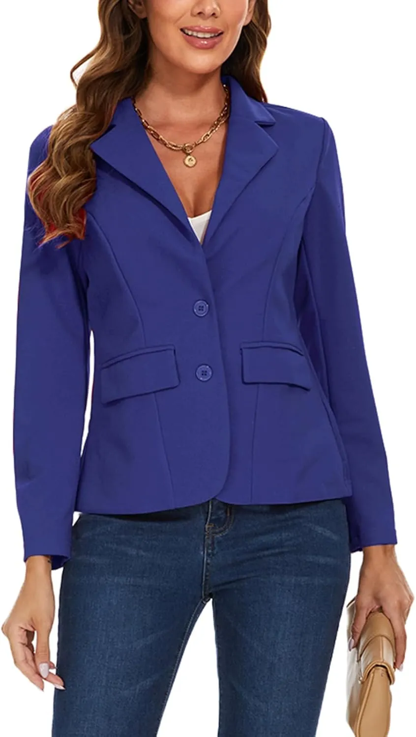 MINTLIMIT Blazers for Women Business Casual Long Sleeve Notched Lapel Button Work Office Blazers Jackets with Pockets