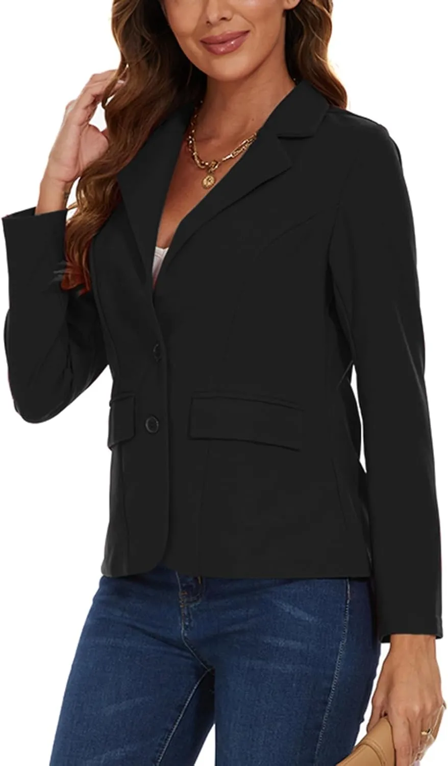 MINTLIMIT Blazers for Women Business Casual Long Sleeve Notched Lapel Button Work Office Blazers Jackets with Pockets