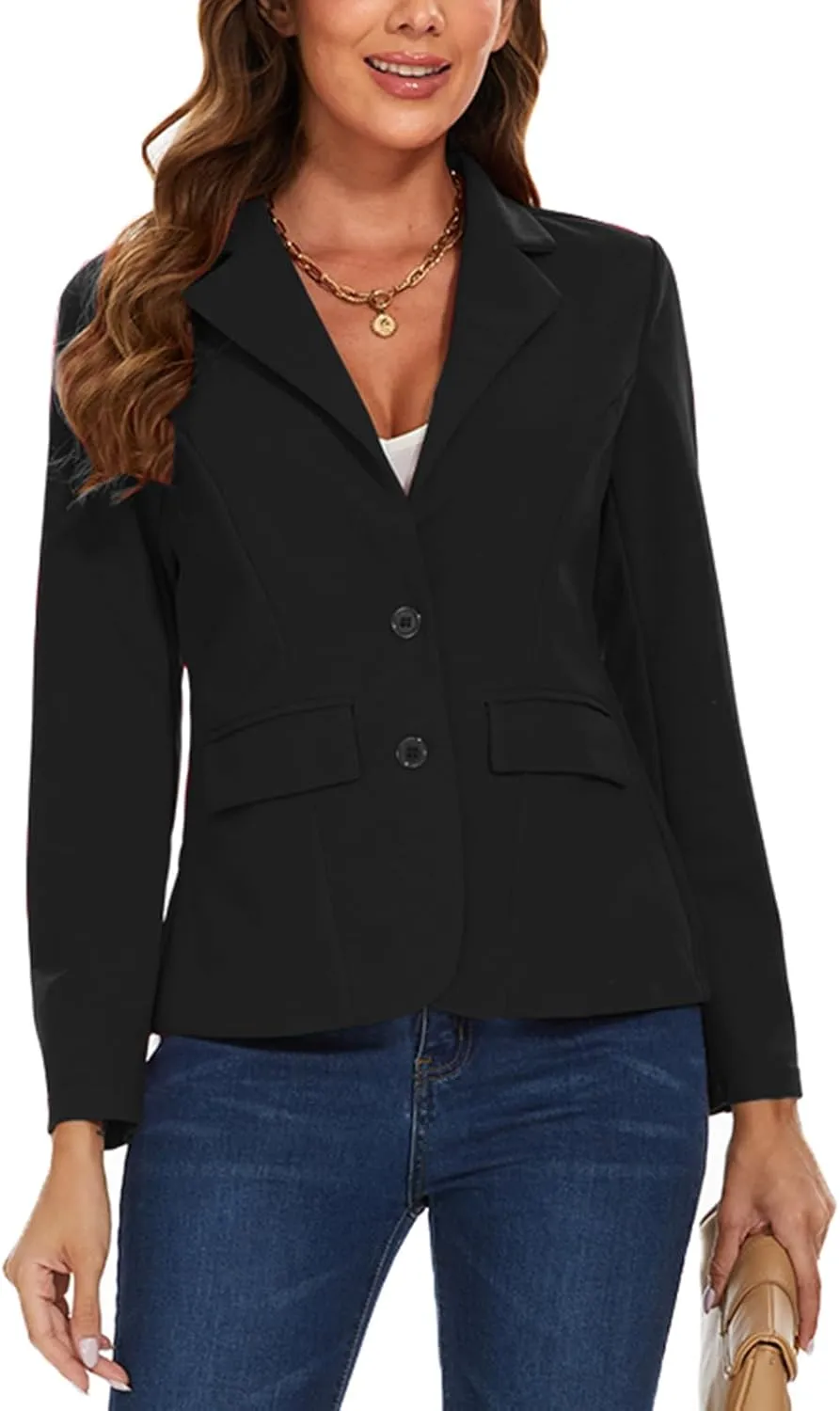 MINTLIMIT Blazers for Women Business Casual Long Sleeve Notched Lapel Button Work Office Blazers Jackets with Pockets