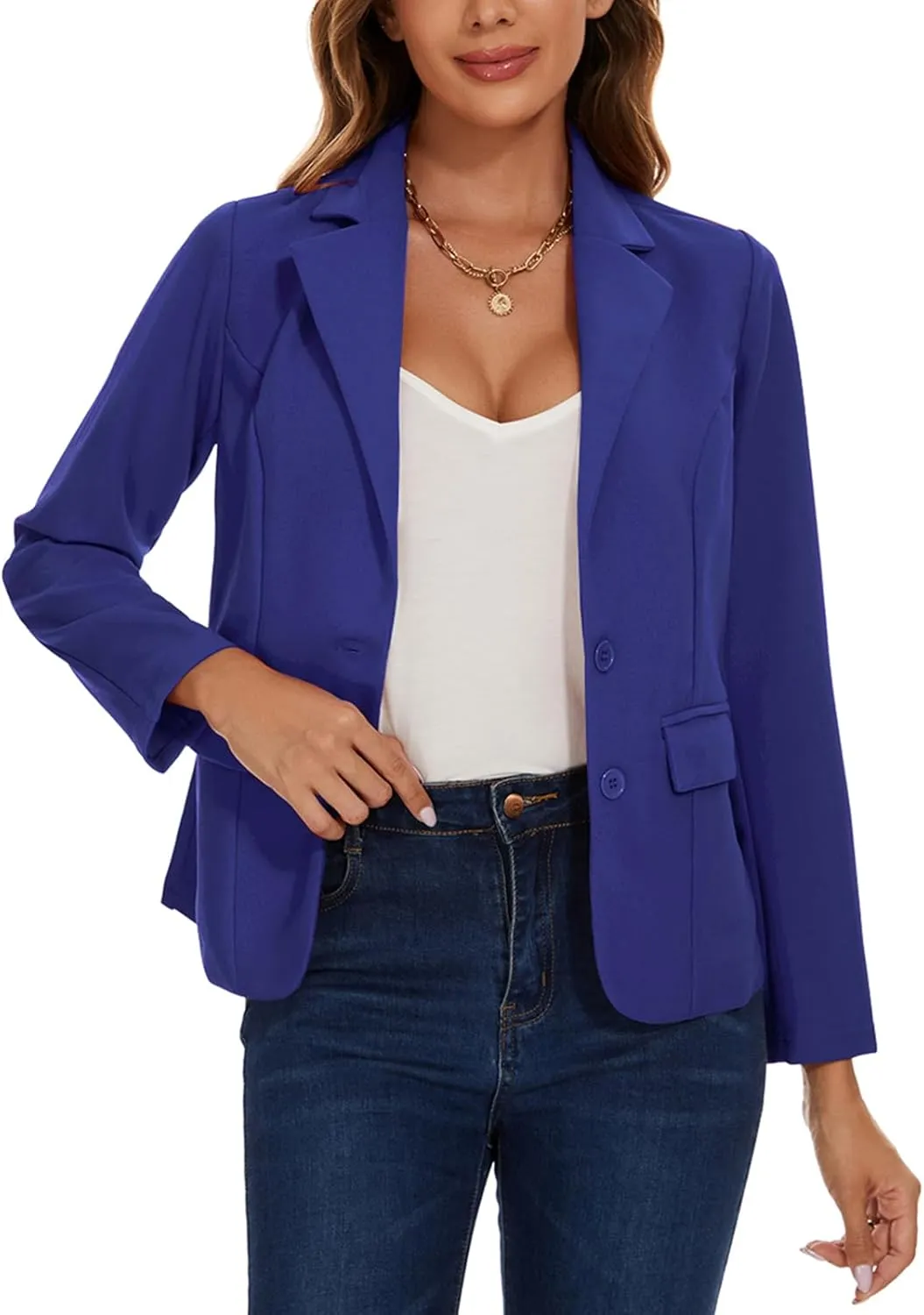 MINTLIMIT Blazers for Women Business Casual Long Sleeve Notched Lapel Button Work Office Blazers Jackets with Pockets