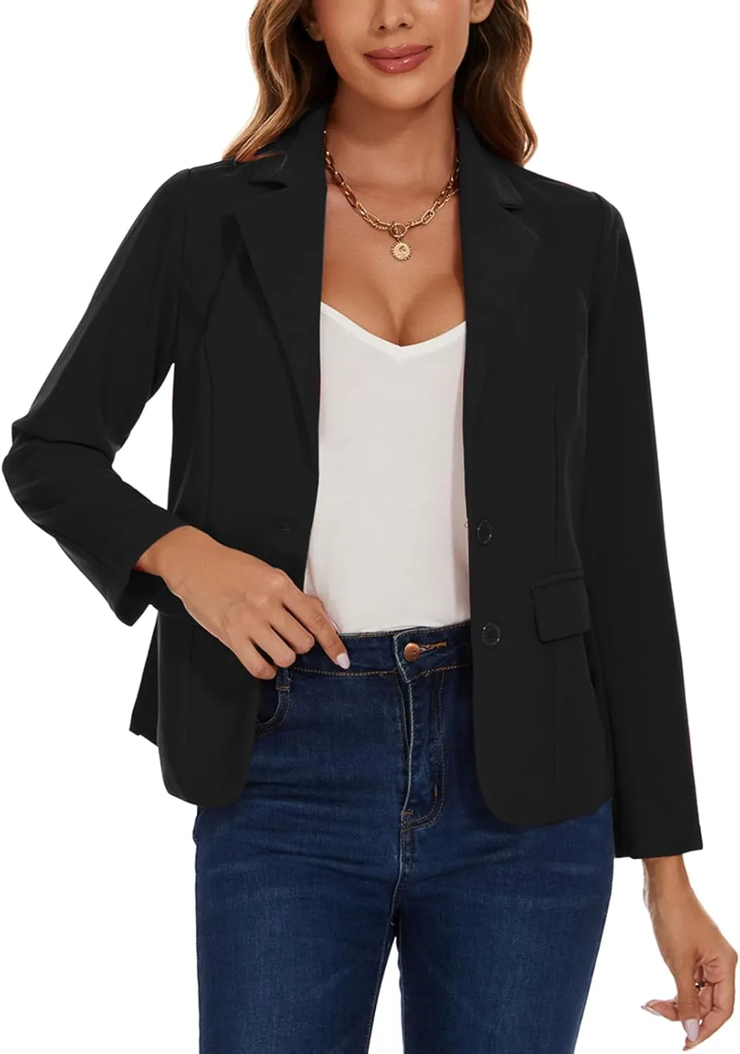 MINTLIMIT Blazers for Women Business Casual Long Sleeve Notched Lapel Button Work Office Blazers Jackets with Pockets