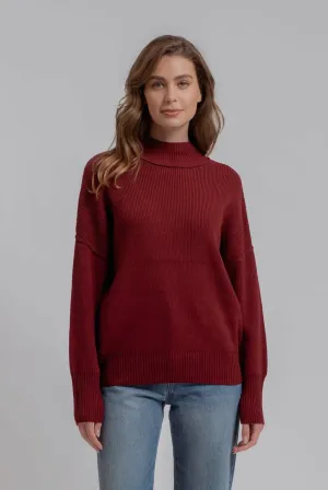 Mock neck ribbed sweater